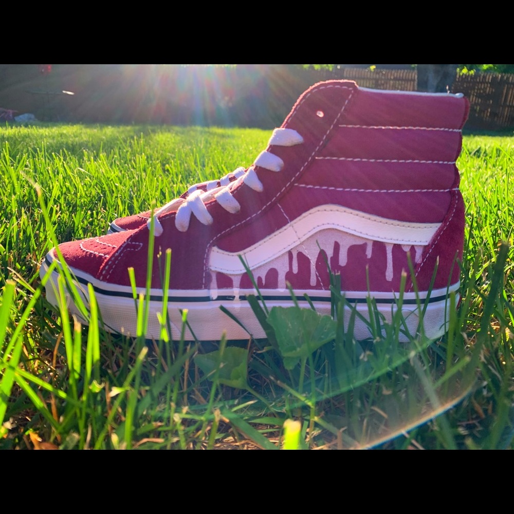 VNDS Custom Drip Maroon Red Vans Sk8 Hi